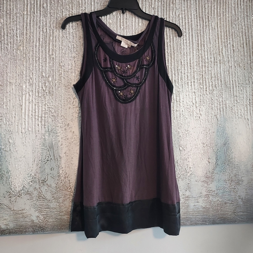 NOUGAT London Viscose and Silk Trim Beaded Embroidered Top Sz-3/L